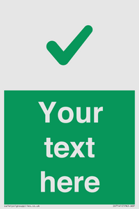 Custom green background, green tick sign